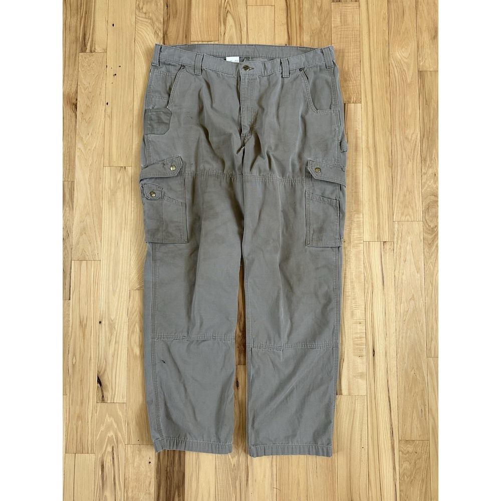 Carhartt Pants Mens Size 38x30 Khaki B342 DES‎ Relaxed Ripstop Cargo Double Knee